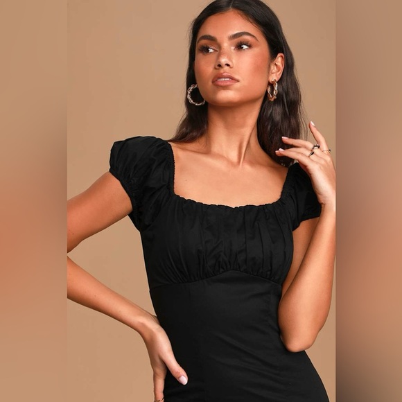 Lulus Whatever You Like Black Short Sleeve Mini Dress NWT , sz medium - Picture 3 of 11